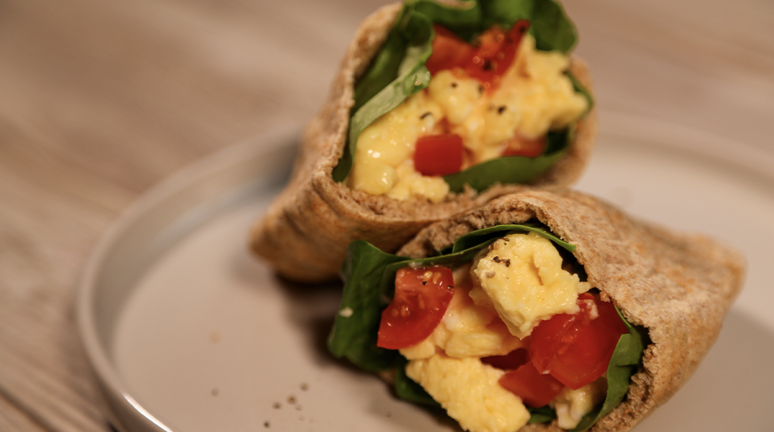 Scrambled Egg and Tomato Pitta Bread